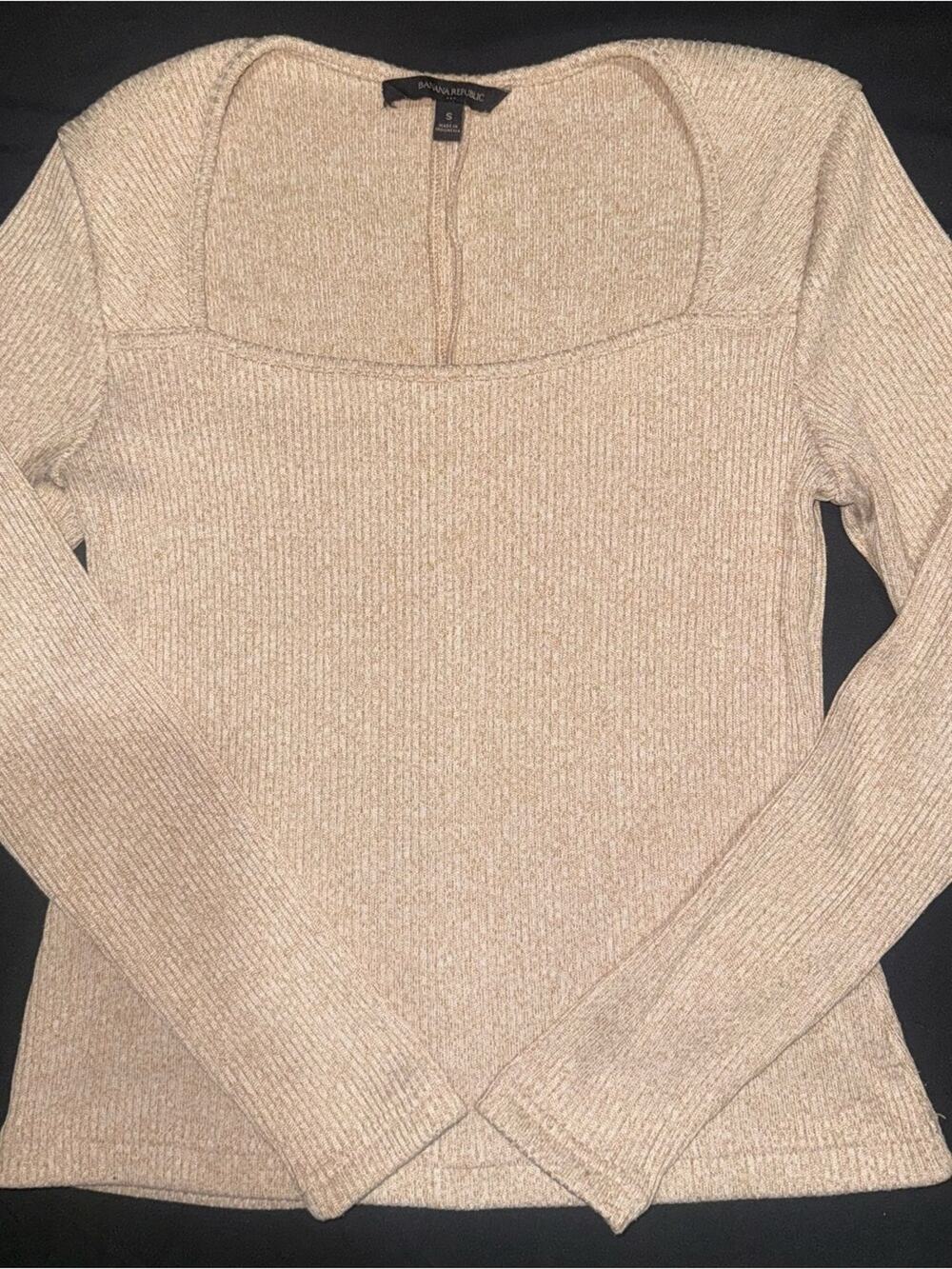 Banana Republic Neutral Beige Ribbed Knit Top